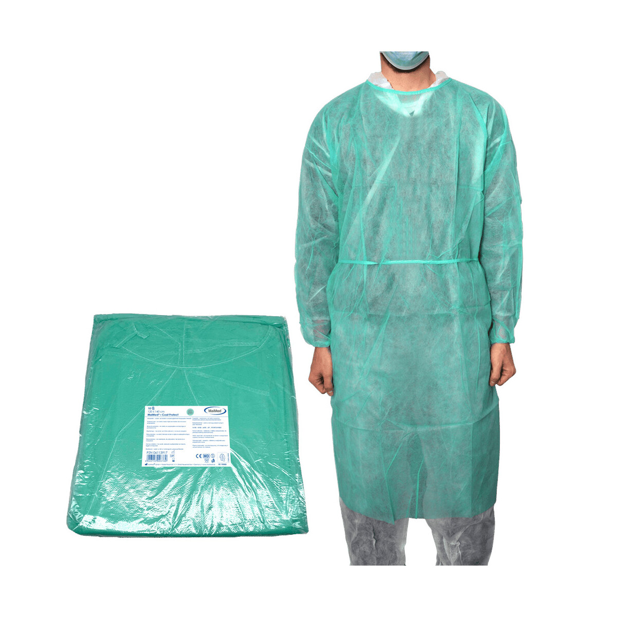 10x PP-Kittel, Vlies Schutzkittel gr&uum box