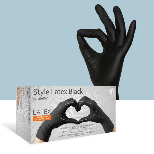 Latexhandschuhe schwarz "Style Black", Ampri, Box á 100 Stück extra large XL