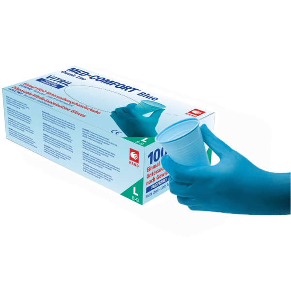 Vitril Handschuhe blau "Med Comfort Blue" Ampri, Box á 100 Stk. medium M