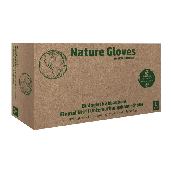 Einmalhandschuhe Nitril - Biologisch abbaubar, "Nature Gloves" nachhaltig Box á 100 Stück XS