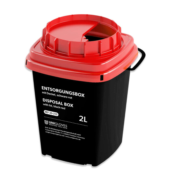 Entsorgungsbox 2 Liter, schwarz, Unigloves