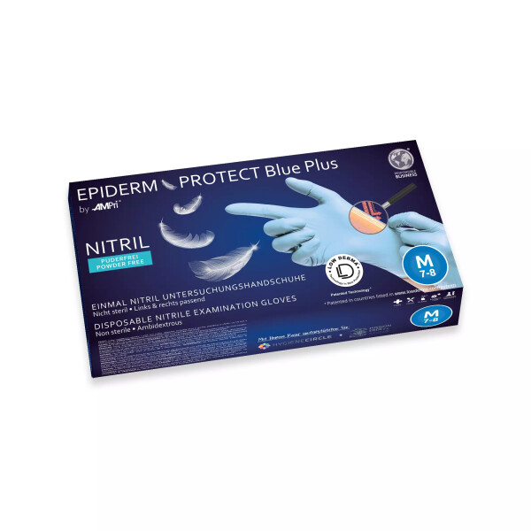 Einmalhandschuhe Nitril - Box á 100 Stk Epiderm Protect BLUE PLUS by MED-COMFORT S small