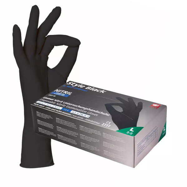 Einweghandschuhe schwarz - Nitril "Style Black", Box á 100 Stück Größe XL