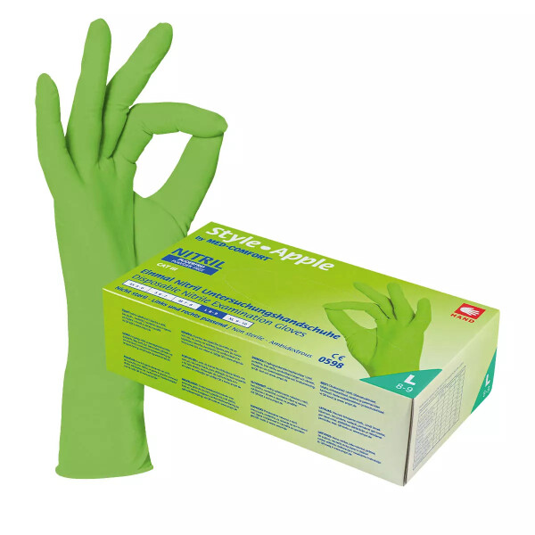 Einmalhandschuhe Nitril Style Apple grün, Karton á 1000 Stück