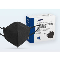 KINGFA FFP2 Maske - schwarz (CE 0598), Box á 10 Masken - einzeln verpackt