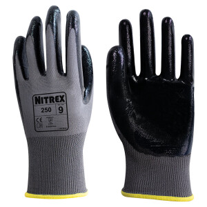 Mehrweghandschuh 10 Paar "Nitrex 250", Schutzhandschuh schwarz / grau - Unigloves XS