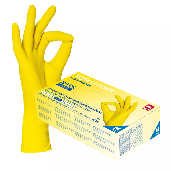 Einmalhandschuhe Nitril "Style Lemon" gelb, Karton á 1000 Stück M / medium