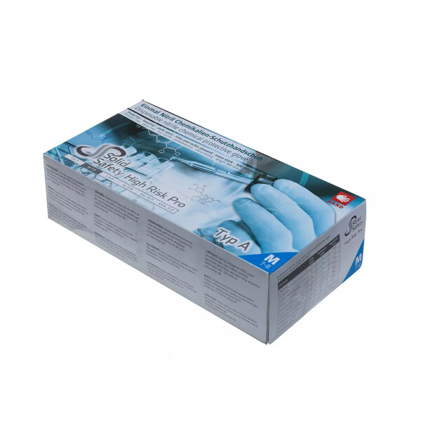 High Risk Pro Chemikalienschutzhandschuh Typ A aus Nitril - Einmalhandschuhe, blau, extra lang, Box á 50 Stück