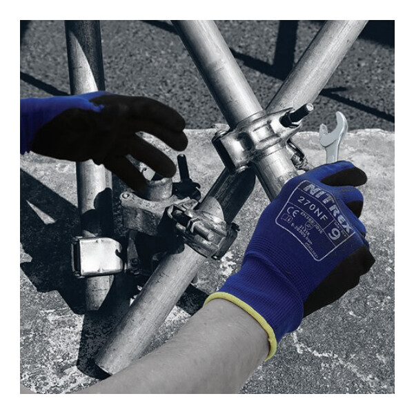 1 Paar - Mehrweghandschuh Nitrex 270NF blau /schwarz aus Polyamid mit Nitril Beschichtung - NitreGrip® Technology XXL