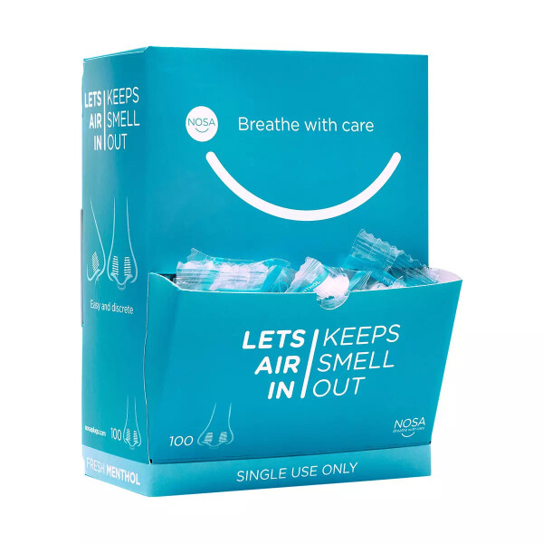 Nasenstöpsel mit Menthol, "NOSA PLUGS" Geruchsschutz, einzeln verpackt Box á 50 Stück