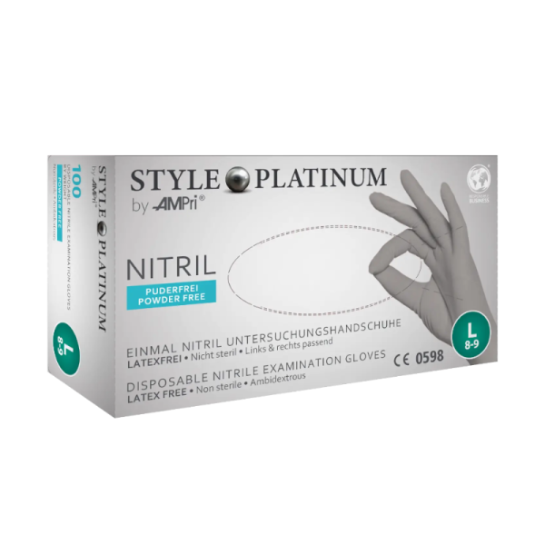 Einweghandschuhe Nitril "Style Platinum" silber / grau, Karton á 1000 Stück XS / extra small