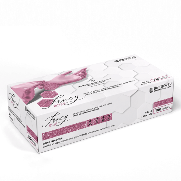 Einweghandschuhe "FANCY ROSE®" by Unigloves - rose farbende Nitrilhandschuhe, Box á 100 Stück XS