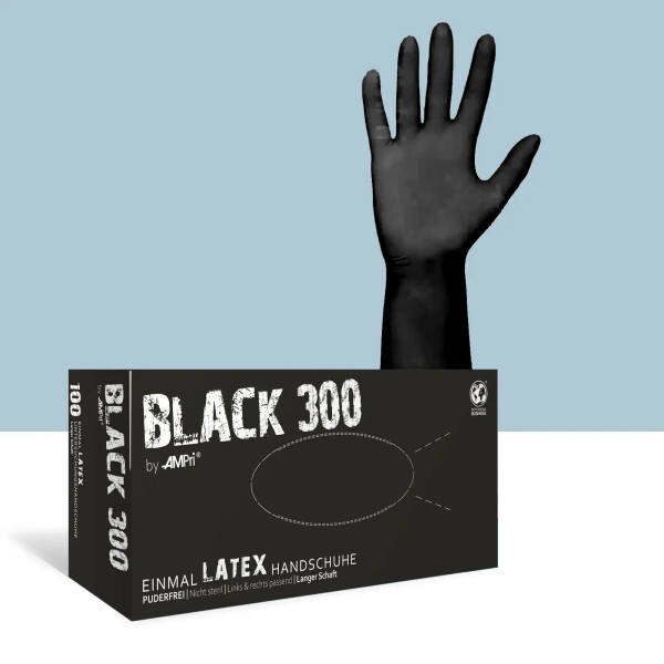 Einmalhandschuhe mit Überlänge - "Black 300 Latex" by AMPri