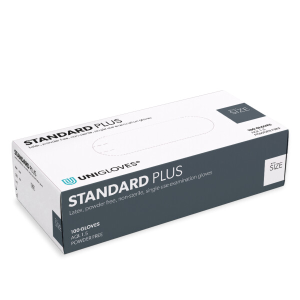 Unigloves Standard Plus - puderfreier Einmalhandschuh, Latex, Box á 100 Stück