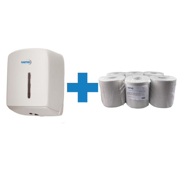 Radtke Medical® Handtuchrollenspender weiss + 6 Rollen á 300 1lagig!, 41,55 €