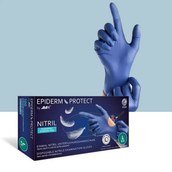 Einmalhandschuhe Nitril blau EPIDERM PROTECT, Box á 100 Stück