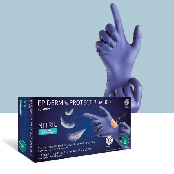 Einmalhandschuhe EXTRA LANG Nitril blau EPIDERM PROTECT 300, Box á 100 Stück