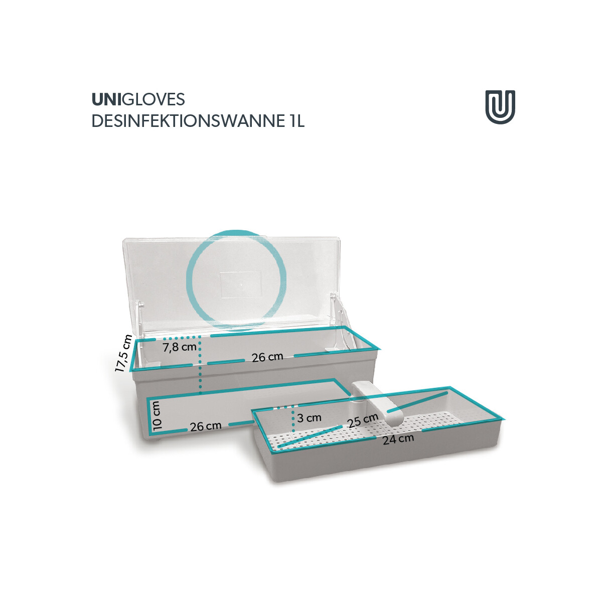 Desinfektionswanne 1 Liter mit Instrumen box