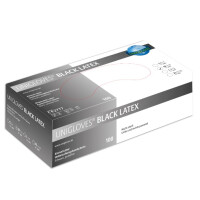 Latexhandschuhe, schwarz, BLACK LATEX, Unigloves, puderfrei, 100 Stk./Box XL extra large