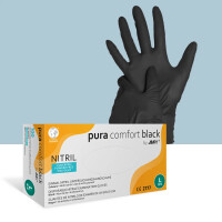 Einmalhandschuhe Nitril schwarz "Pura Comfort Black", puderfrei, Ampri, Box á 100 Stück XL
