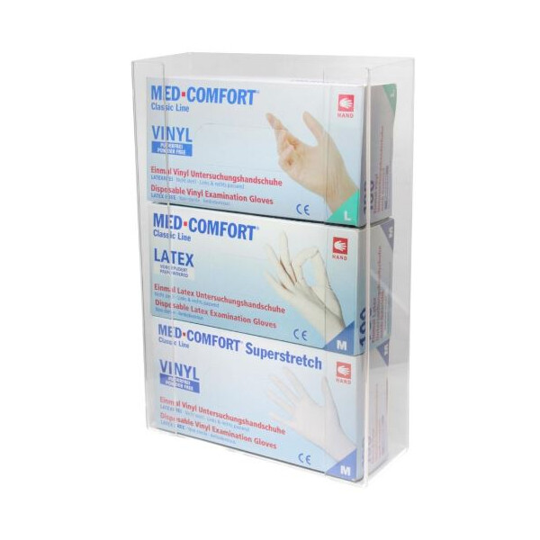 Handschuhboxhalterung aus Acryl für 3 Boxen Einmalhandschuhe