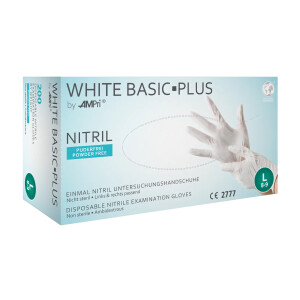 Einmalhandschuhe Nitril weiß Ampri "WHITE BASIC PLUS", puderfrei, 200 Stk./Box S/small