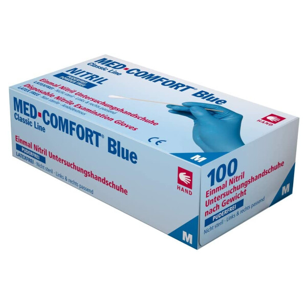 Nitril Einmalhandschuhe blau Med Comfort Blue, Box á 100 Stk. von Ampri extra small XS